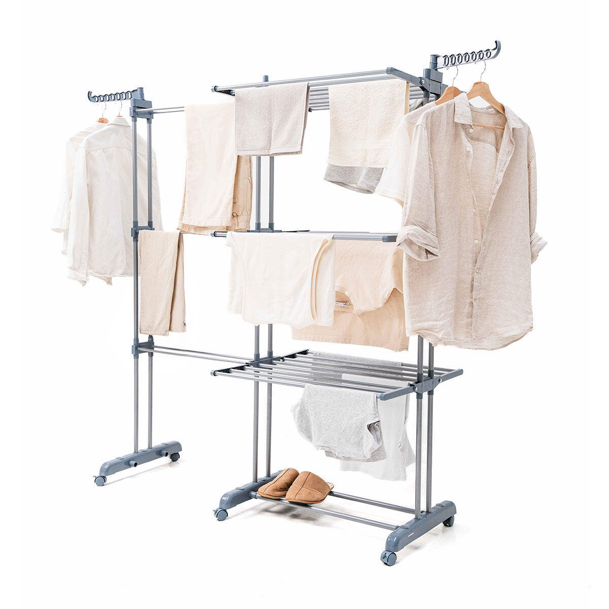 Tendedero Plegable Vertical Extensible con Ruedas Dolver XL InnovaGoods 30 Barras
