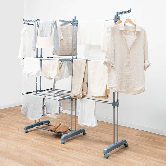 Tendedero Plegable Vertical Extensible con Ruedas Dolver XL InnovaGoods 30 Barras